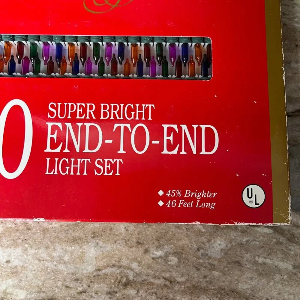 Holiday Time 100 Super Bright End-To-End Light Set 46 Ft Long Multi-Color Bulbs